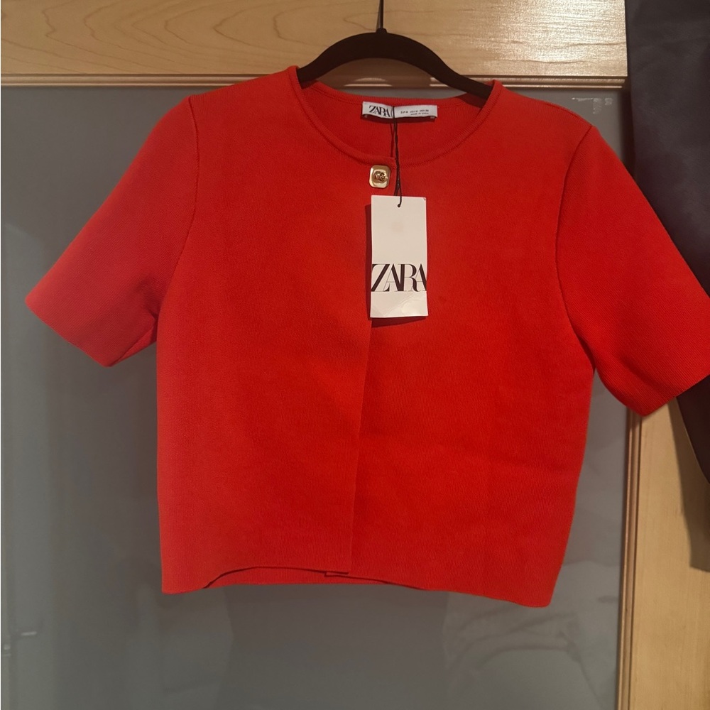 Zara Red Short Sleeve Top